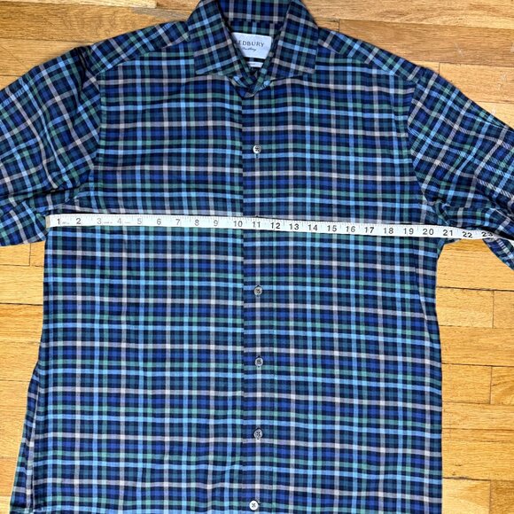 Ledbury Mens Blue Plaid Long Sleeve Button Down Size Medium - Picture 6 of 8